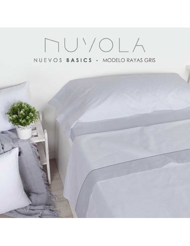 JUEGO SÁBANAS "RAYAS GRIS" NUVOLA