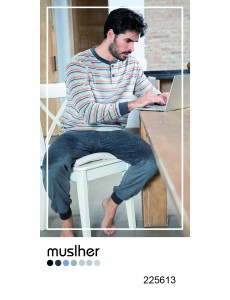 PIJAMA HOMBRE RAYAS MOSTAZA...