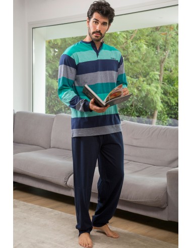 PIJAMA CABALLERO M/ LARGA LISTAS...