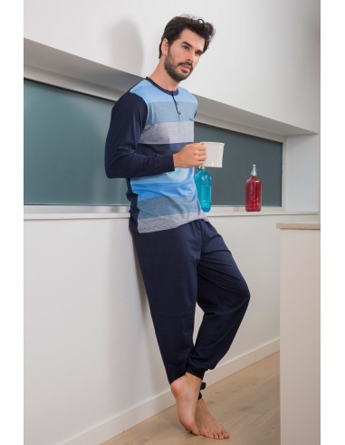 PIJAMA CABALLERO M/ LARGA LISTAS...