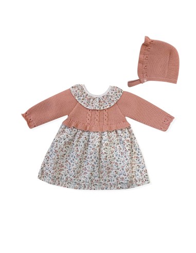 CONJUNTO 2P .VESTIDO CUELLO VOLANTE Y...