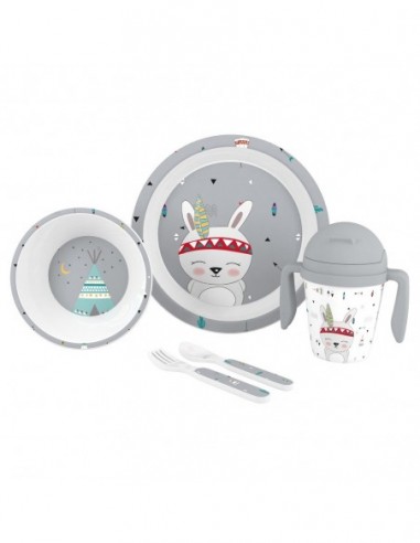 SET VAJILLA 5 PCS MOD INDIO INTERBABY...
